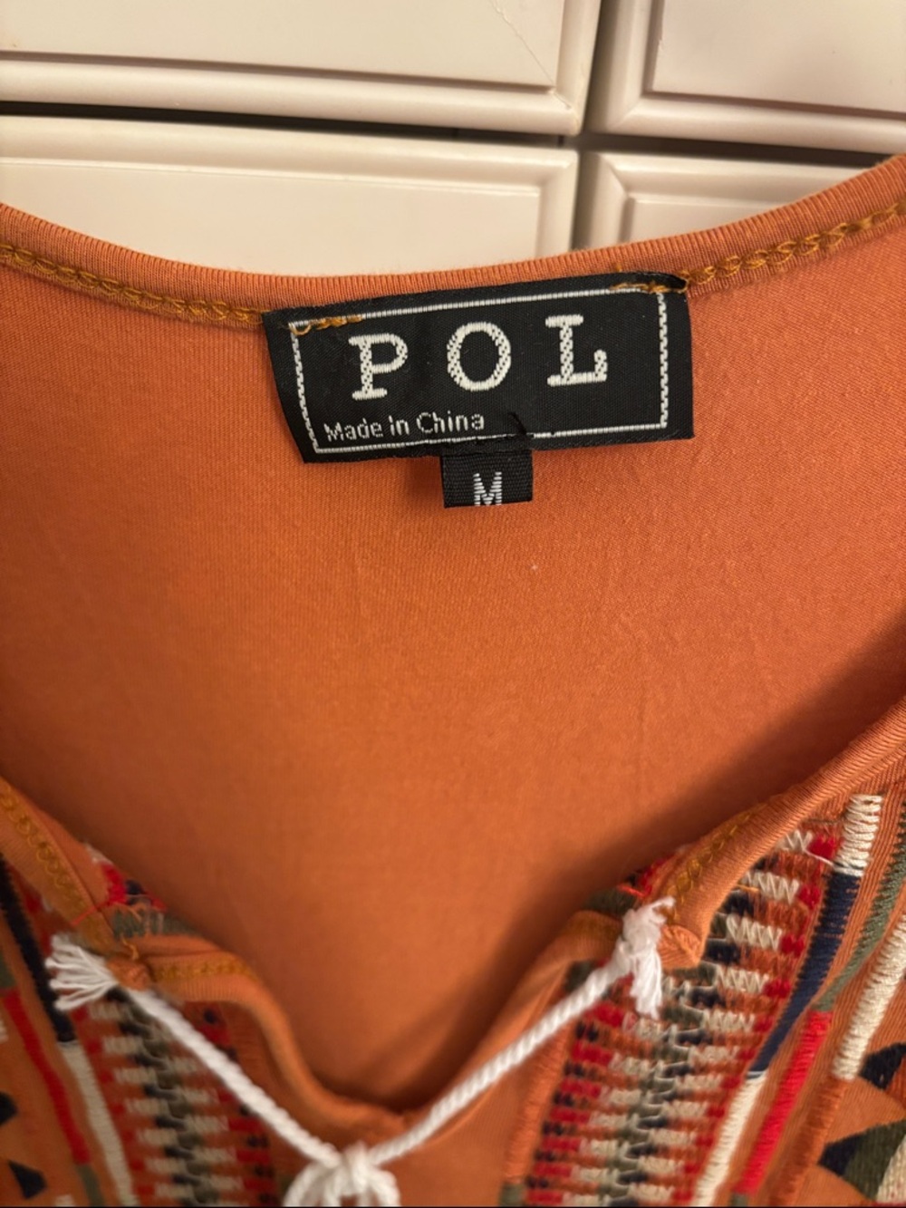 POL Burnt Orange Embroidered Tank with Tassel Tie - Picture 2 of 3